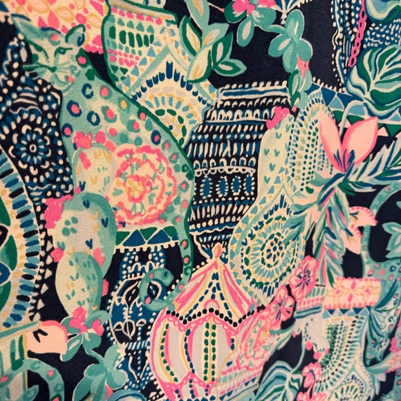 Lilly Pulitzer Print Kathie Midi Dress size 12 Ruffle Flounce Sleeves - Picture 4 of 9